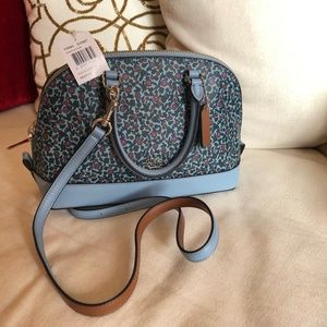 Coach Floral Blue Trim Satchel
